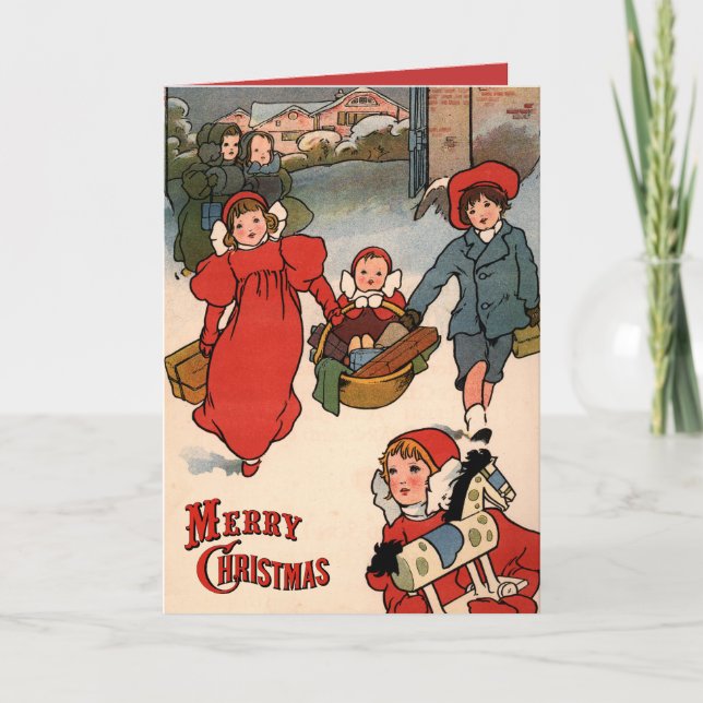 Tarjeta Festiva Navidades Regalos Charles Robinson Vintage Holiday (Anverso)