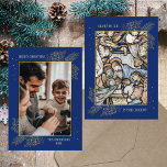 Tarjeta Festiva Navidades Religiosos Cristianos Católicos Fotograf<br><div class="desc">Tarjeta de Navidades Religiosos Cristianos Católicos Clásicos Vintage Blue Elegant. El frente se ha creado con la pintura religiosa The Nativity (1863) de Sir Edward Burne-Jones. Representa la escena de la Natividad de los Navidades en Belén: el Infante Jesucristo, el hijo de Dios, en el pesebre, rodeado por Su Santa...</div>