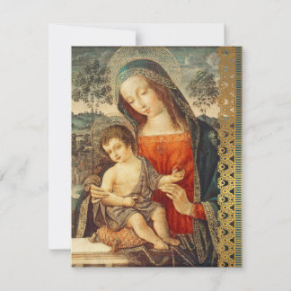 Tarjeta Festiva Navidades religiosos de arte clásico infantil de M