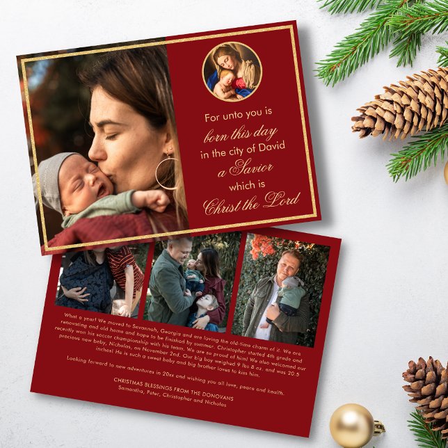 Tarjeta Festiva Navidades religiosos de Madonna y de la Iglesia Ca (Red and gold religious Christmas cards for Catholics and Christians with Madonna & Child)