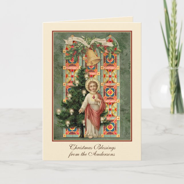 Tarjeta Festiva Navidades religiosos Jesús Oración de las Escritur (Anverso)