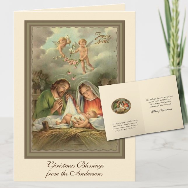 Tarjeta Festiva Navidades religiosos Jesús San José Virgen María (Religious Easy to Personalize Christmas Cards )
