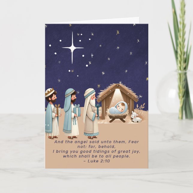 Tarjeta Festiva Navidades religiosos Natividad Escena y Escritura (Anverso)