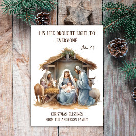Tarjeta Festiva Navidades religiosos Nativity Holly Family