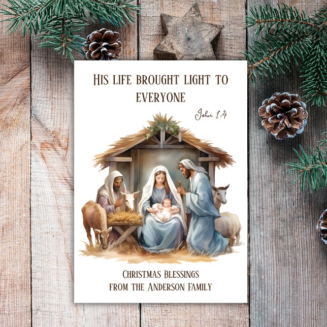 Tarjeta Festiva Navidades religiosos Nativity Holly Family (Subido por el creador)