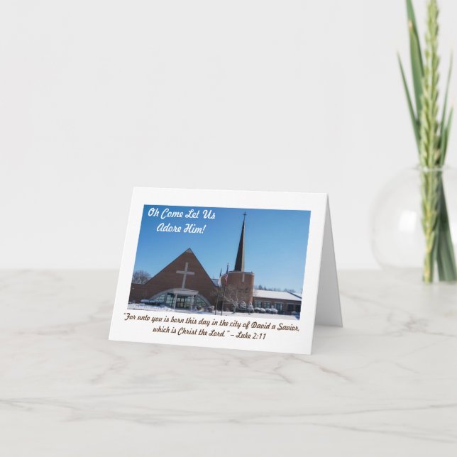 Tarjeta Festiva Navidades religiosos saludan (Anverso)