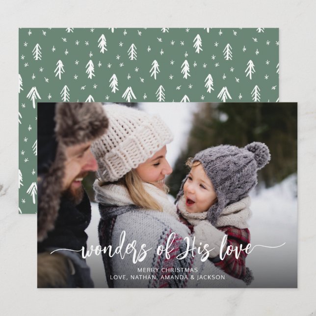 Tarjeta Festiva Navidades religiosos se maravillan de su amor (Anverso / Reverso)