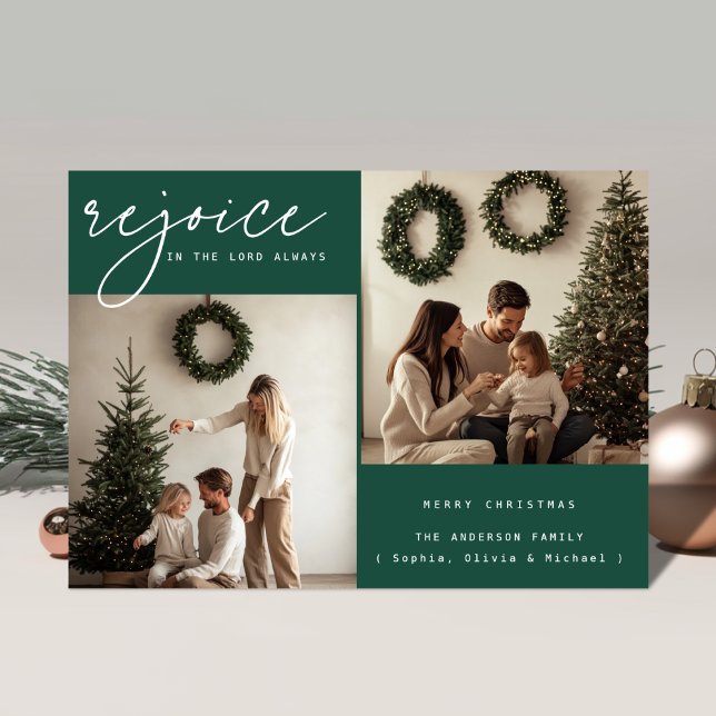 Tarjeta Festiva Navidades religiosos verdes se regocijan de la fot (Subido por el creador)