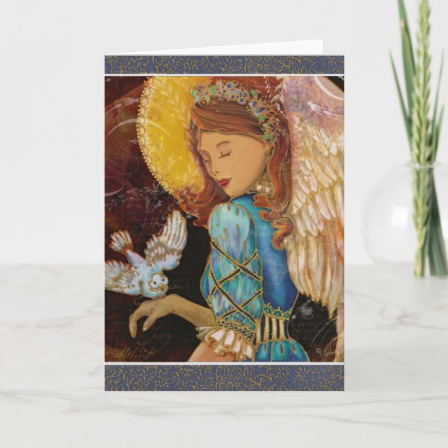 Tarjeta Festiva Navidades Renaissance Angel & Dove (Anverso)