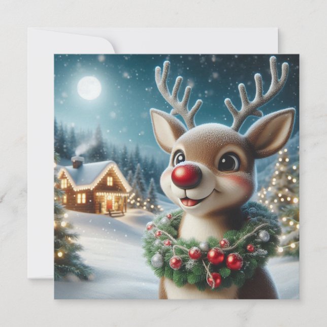 Tarjeta Festiva Navidades renos (Anverso)