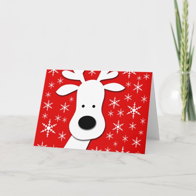 Tarjeta Festiva Navidades renos - rojo (Anverso)