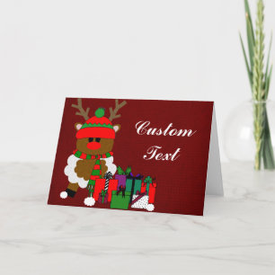 Tarjeta Festiva Navidades renos y regalos
