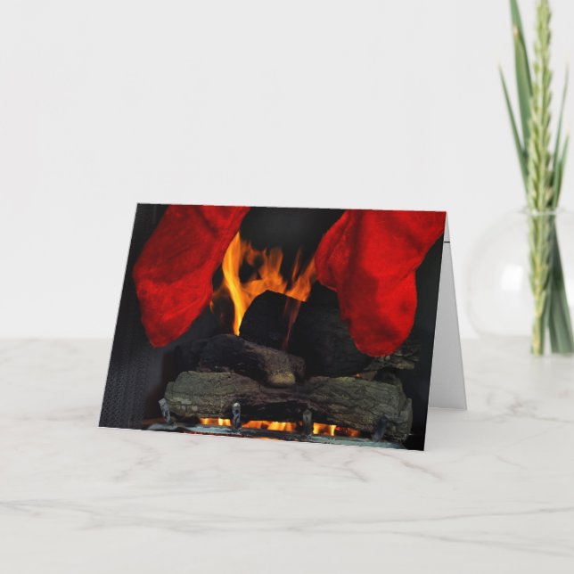 Tarjeta Festiva Navidades Reservas Por Chimenea (Anverso)