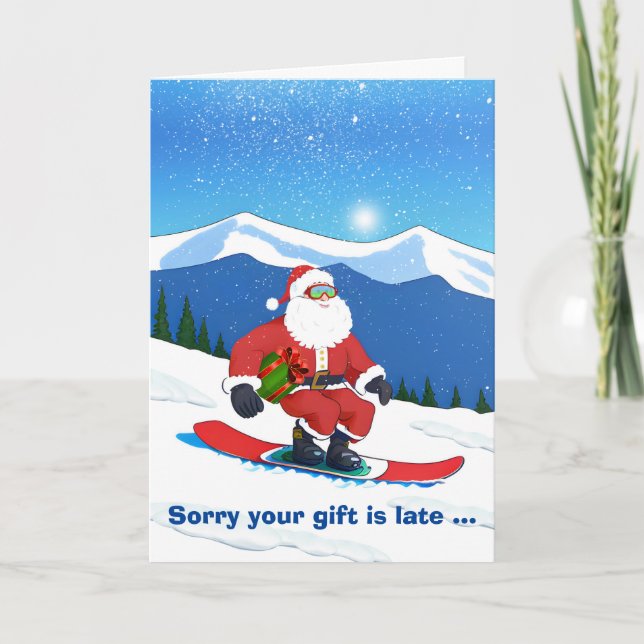Tarjeta Festiva Navidades retrasados Papá Noel tomando un polvo (Anverso)