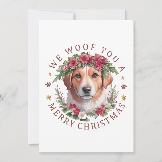 Tarjeta Festiva Navidades Retro Amor Cachorro 2023 (Anverso)