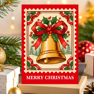 Tarjeta Festiva Navidades retro amordazan sello de posta