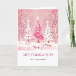 Tarjeta Festiva Navidades Retro Blanco Rosa