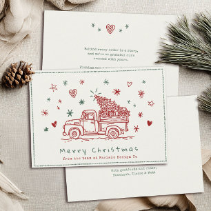 Tarjeta Festiva Navidades Retro caprichosos Camión Pequeña Empresa