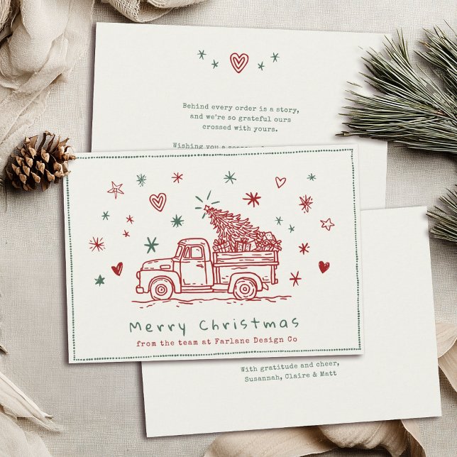 Tarjeta Festiva Navidades Retro caprichosos Camión Pequeña Empresa (Subido por el creador)