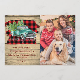 Tarjeta Festiva Navidades Retro Clásicos Camión Saludo Rústico