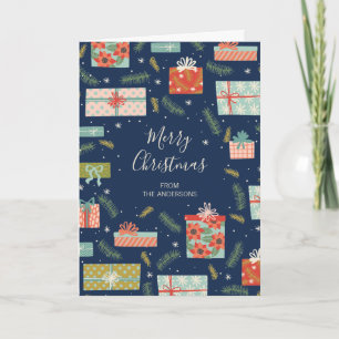 Tarjeta Festiva Navidades Retro Coloridos