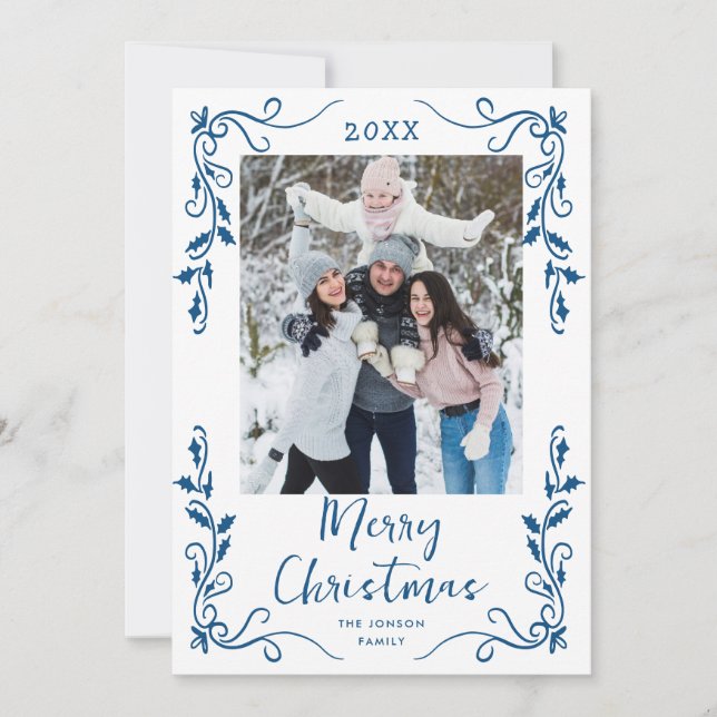 Tarjeta Festiva Navidades retro de burla de mano desgarrada foto (Anverso)