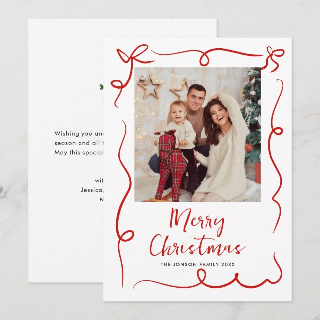 Tarjeta Festiva Navidades retro de burla de mano desgarrada foto (Anverso / Reverso)