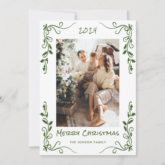 Tarjeta Festiva Navidades retro de burla de mano desgarrada foto (Anverso)