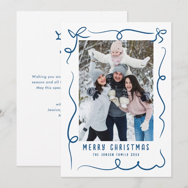 Tarjeta Festiva Navidades retro de burla de mano desgarrada foto (Anverso / Reverso)