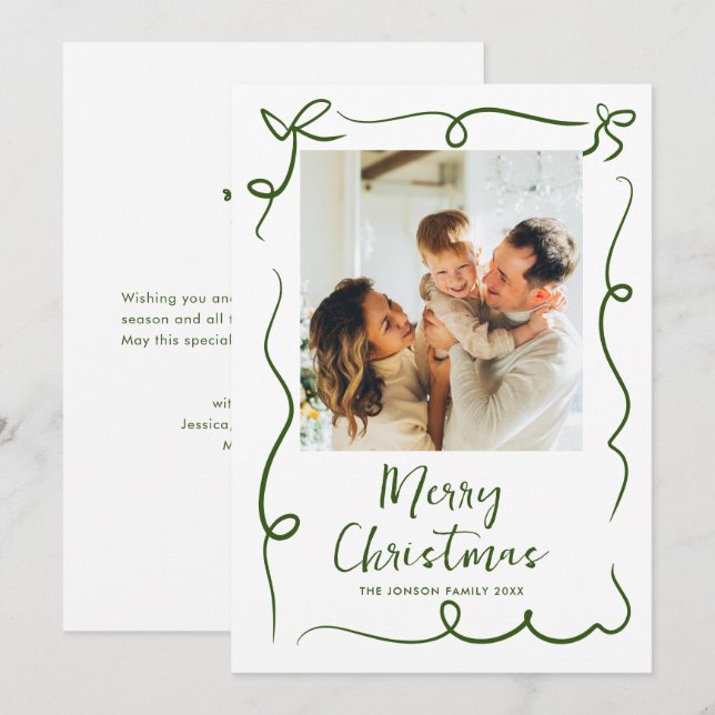 Tarjeta Festiva Navidades retro de burla de mano desgarrada foto (Anverso / Reverso)