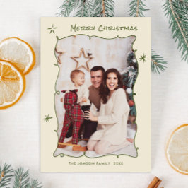 Tarjeta Festiva Navidades retro de burla de mano desgarrada foto