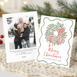 Tarjeta Festiva Navidades retro de burla de mano desgarrada foto