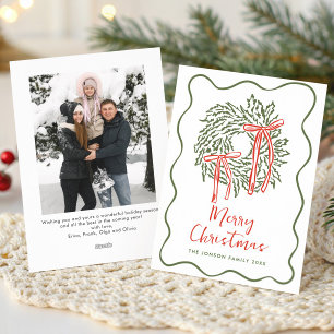 Tarjeta Festiva Navidades retro de burla de mano desgarrada foto