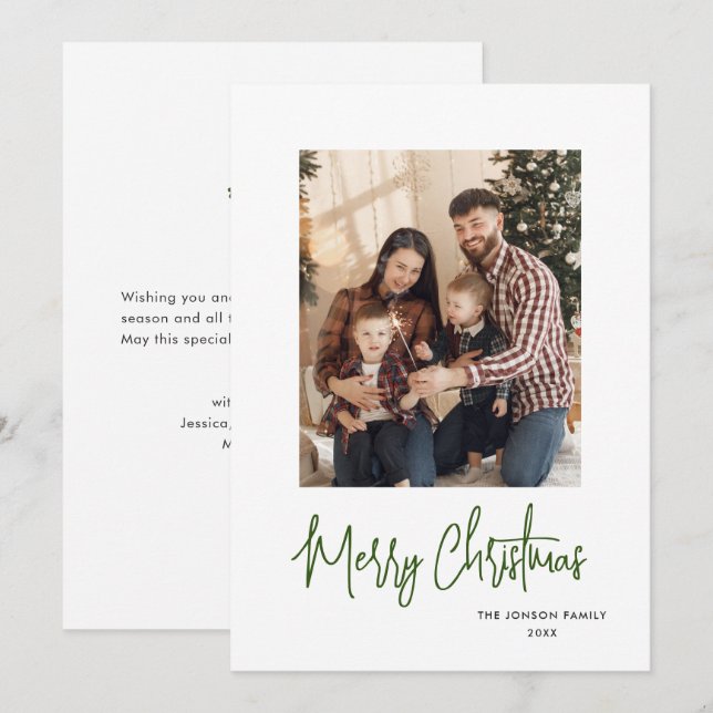 Tarjeta Festiva Navidades retro de burla de mano desgarrada foto (Anverso / Reverso)