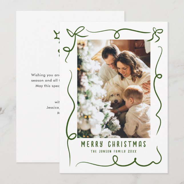 Tarjeta Festiva Navidades retro de burla de mano desgarrada foto (Anverso / Reverso)