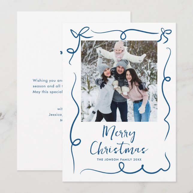 Tarjeta Festiva Navidades retro de burla de mano desgarrada foto (Anverso / Reverso)