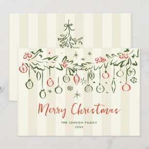 Tarjeta Festiva Navidades retro de burla de mano que dibujó grieta