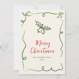 Tarjeta Festiva Navidades retro de burla de mano que dibujó grieta