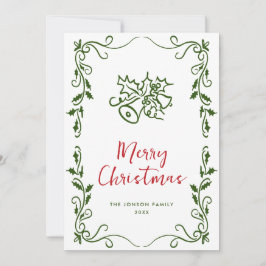 Tarjeta Festiva Navidades retro de burla de mano que dibujó grieta