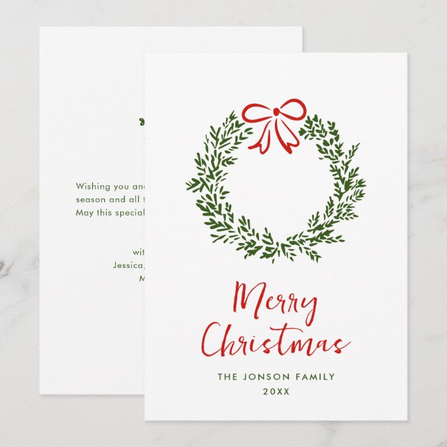 Tarjeta Festiva Navidades retro de burla de mano que dibujó grieta (Anverso / Reverso)
