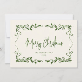 Tarjeta Festiva Navidades retro de burla de mano que dibujó grieta