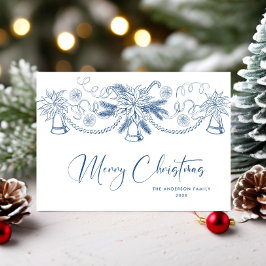 Tarjeta Festiva Navidades retro de burla de mano que dibujó grieta