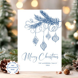 Tarjeta Festiva Navidades retro de burla de mano que dibujó grieta