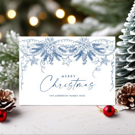 Tarjeta Festiva Navidades retro de burla de mano que dibujó grieta