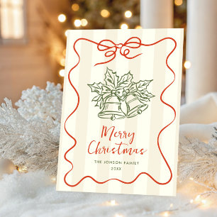 Tarjeta Festiva Navidades retro de burla de mano que dibujó grieta