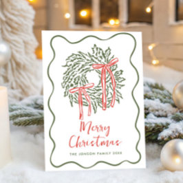 Tarjeta Festiva Navidades retro de burla de mano que dibujó grieta