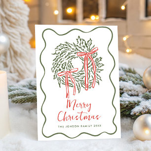 Tarjeta Festiva Navidades retro de burla de mano que dibujó grieta