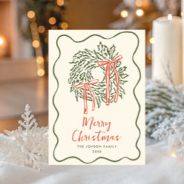 Tarjeta Festiva Navidades retro de burla de mano que dibujó grieta