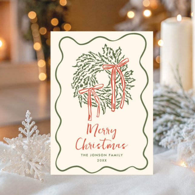 Tarjeta Festiva Navidades retro de burla de mano que dibujó grieta (Subido por el creador)