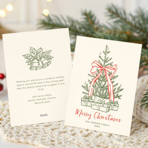 Tarjeta Festiva Navidades retro de burla de mano que dibujó grieta